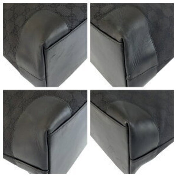 GUCCI black GG canvas leather tote bag shoulder - Picture 3 of 10